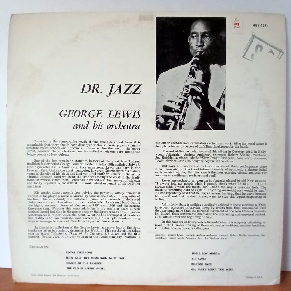 GEORGE LEWIS AND HIS ORCHESTRA – DR. JAZZ (1957) - LP 2.EL PLAK