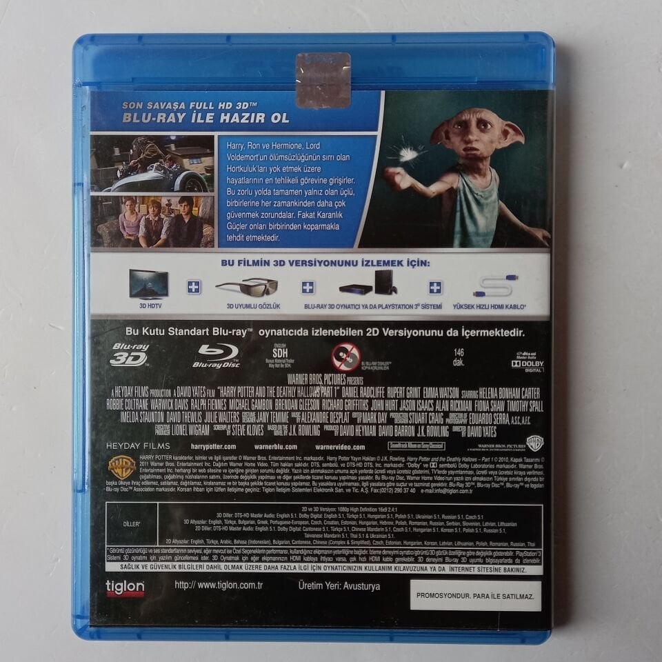 HARRY POTTER VE ÖLÜM YADİGARLARI BÖLÜM 1 - BLU-RAY 3D + BLU RAY 2.EL