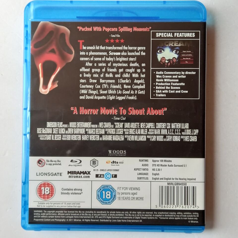 SCREAM - DAVID ARQUETTE, NEVE CAMPBELL, COURTENEY COX - BLU-RAY 2.EL