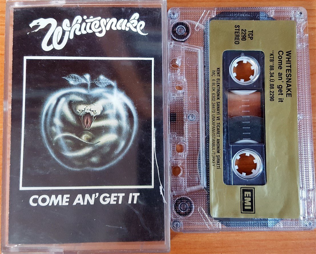 WHITESNAKE - COME AN' GET IT (1988) KENT CASSETTE MADE IN TURKEY ''USED'' PAPER LABEL