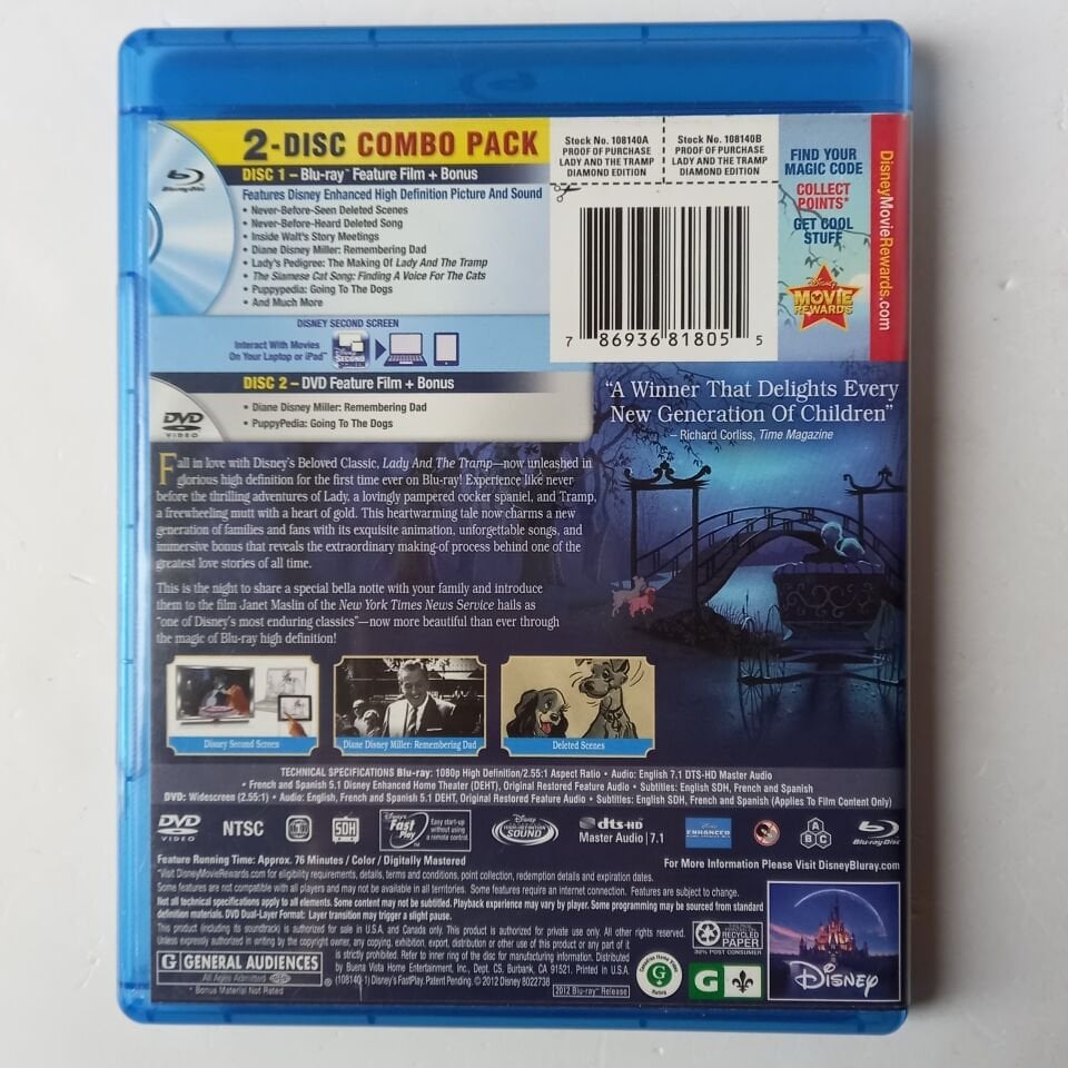 LADY AND THE TRAMP - DIAMOND EDITION - BLU-RAY