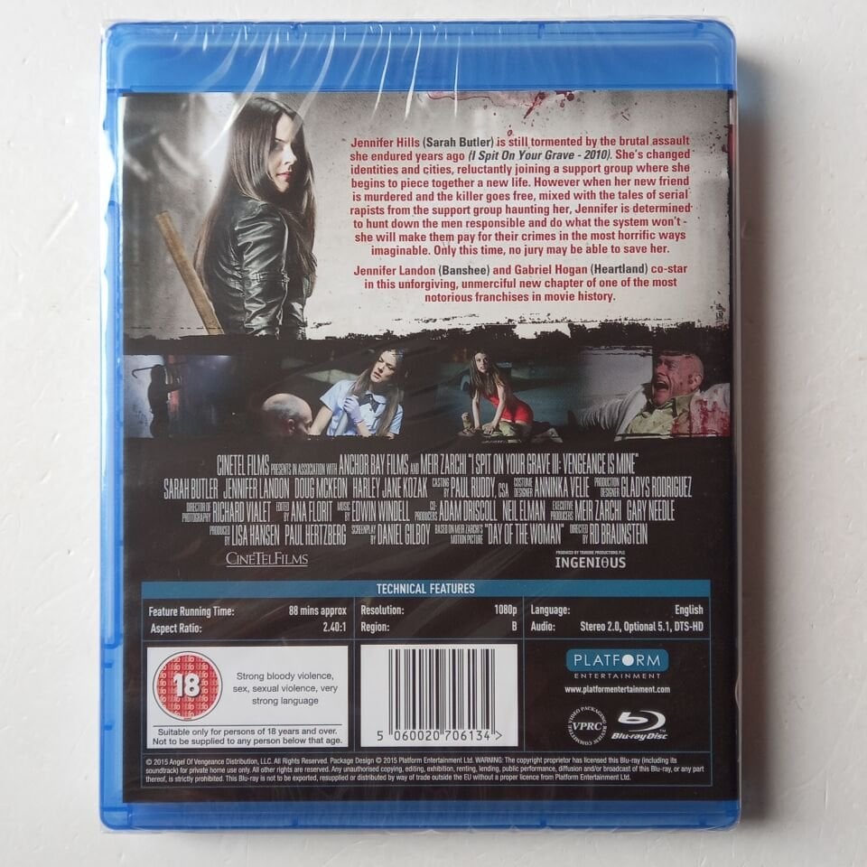 I SPIT ON YOUR GRAVE 3 - VENGEANCE IS MINE - BLU-RAY AMBALAJINDA SIFIR