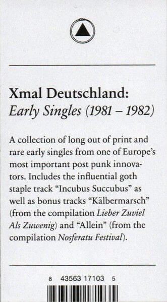 XMAL DEUTSCHLAND – EARLY SINGLES 1981-1982 (2024) - LP COMPILATION REMASTERED VINYL SIFIR PLAK