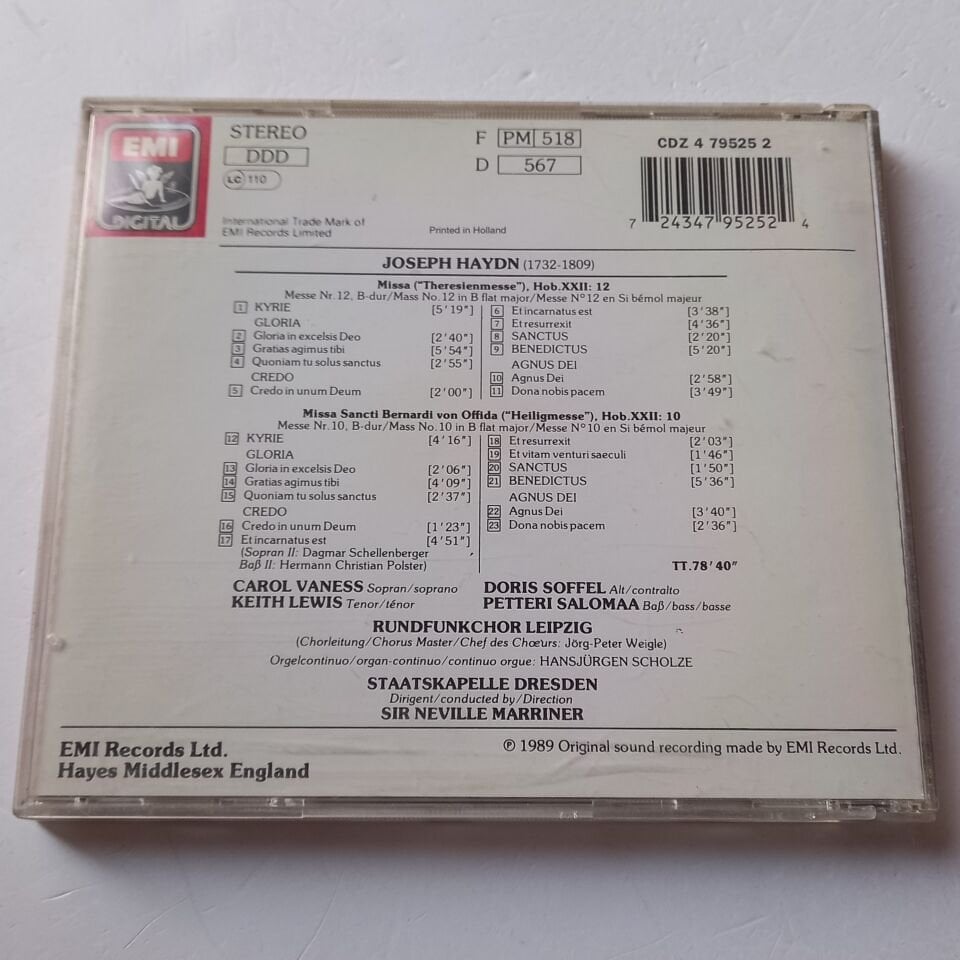 HAYDN THERESIENMESSE HEILIGMESSE NEVILLE MARINERY (1989) - CD REISSUE 2.EL