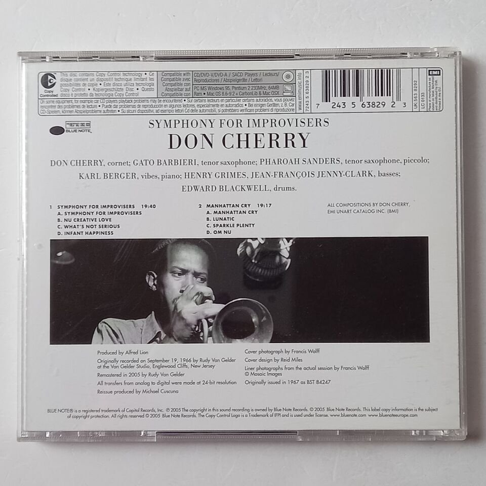 DON CHERRY – SYMPHONY FOR IMPROVISERS (1967)  - CD REMASTERED 2005 REISSUE 2.EL