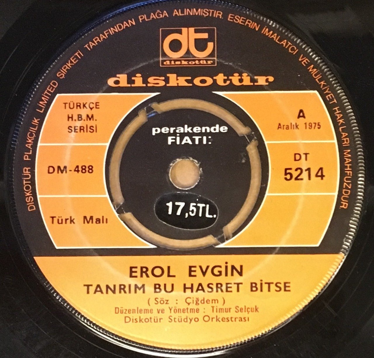 EROL EVGİN - TANRIM BU HASRET BİTSE / ŞÖFÖR MEHMET '' 45 DEVİR