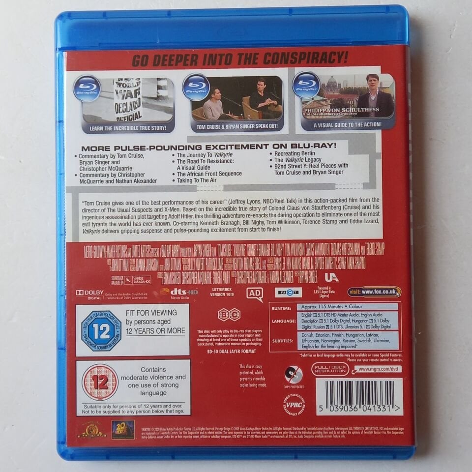 VALKYRIE - BRYAN SINGER, TOM CRUISE - BLU-RAY 2.EL