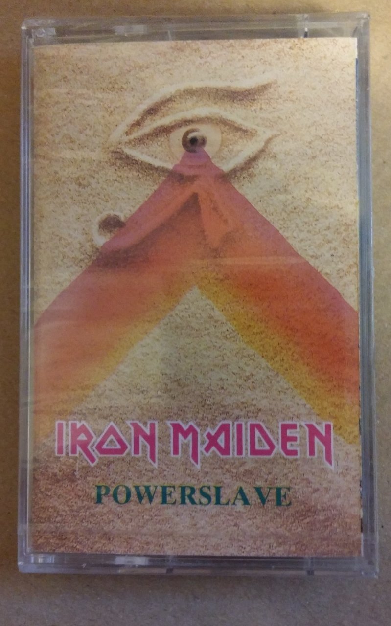 IRON MAIDEN POWERSLAVE CASSETTE MADE IN TURKEY BLUE LETTERS,BLUE BANDEROLE ''NEW''