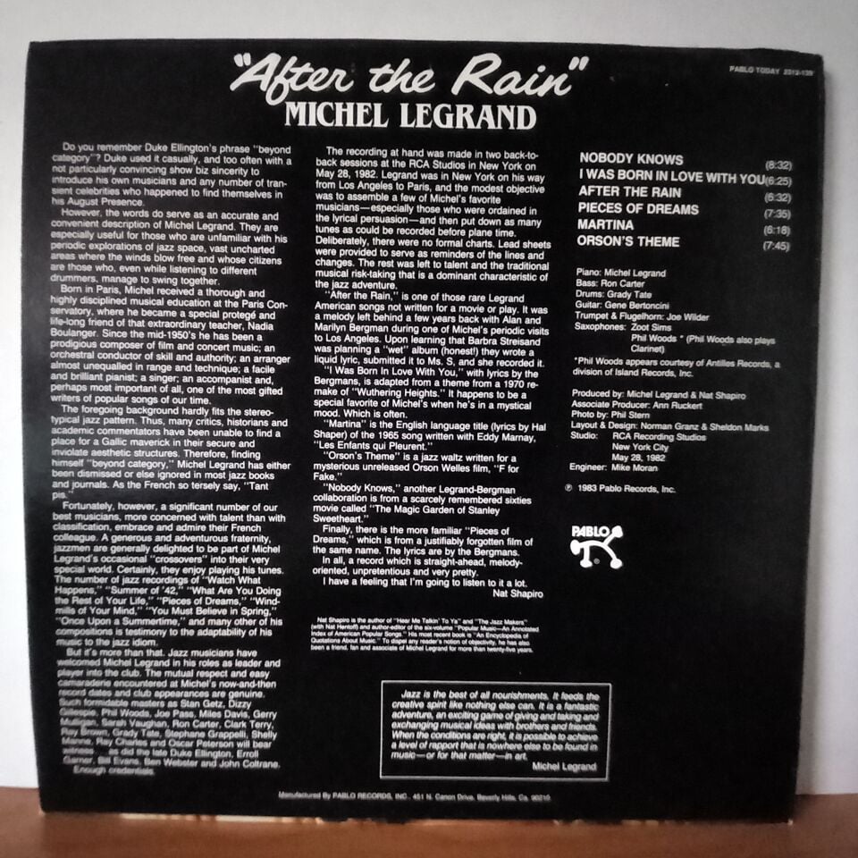 MICHEL LEGRAND – AFTER THE RAIN (1983) - LP 2.EL PLAK