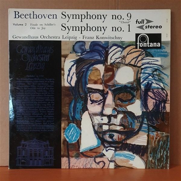 BEETHOVEN: SYMPHONY NO.9 ''CHORAL'' / SYMPHONY NO.1 / GEWANDHAUS ORCHESTRA LEIPZIG, FRANZ KONWITSCHNY - LP 2.EL PLAK