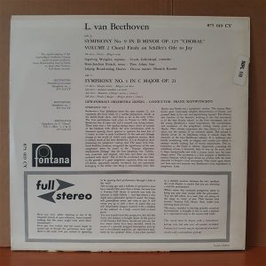 BEETHOVEN: SYMPHONY NO.9 ''CHORAL'' / SYMPHONY NO.1 / GEWANDHAUS ORCHESTRA LEIPZIG, FRANZ KONWITSCHNY - LP 2.EL PLAK