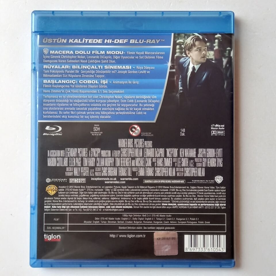 INCEPTION / BAŞLANGIÇ - CHRISTOPHER NOLAN, LEONARDO DICAPRIO, JOSEPH GORDON LEVITT - 2 DİSK BLU-RAY 2.EL