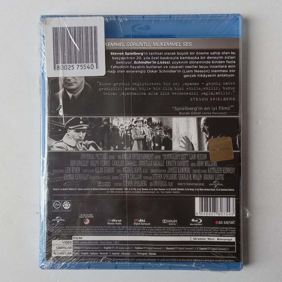 SCHINDLER\'İN LİSTESİ - SCHINDLER\'S LIST - STEVEN SPIELBERG - BLU-RAY AMBALAJINDA SIFIR