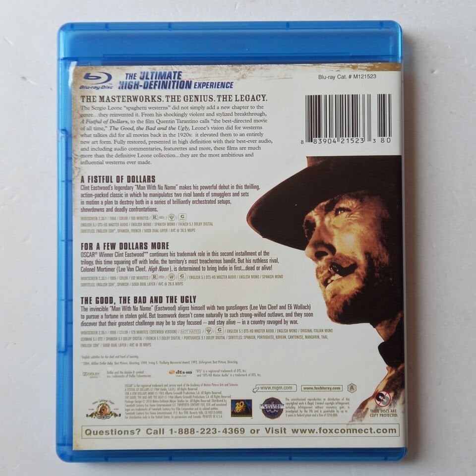 THE MAN WITH NO NAME TRILOGY / A FISTFUL OF DOLLARS, FOR A FEW DOLLARS MORE, THE GOOD, THE BAD AND THE UGLY - SERGIO LEONE, CLINT EASTWOOD - 3 DİSK SET BLU-RAY 2.EL
