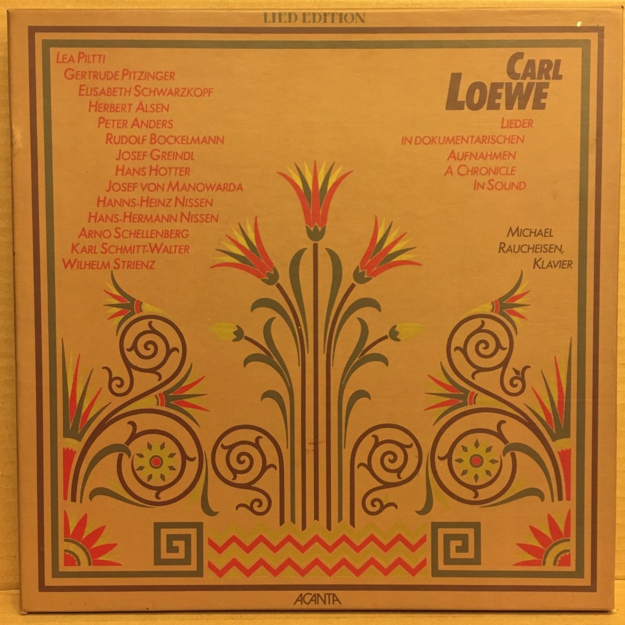 CARL LOEWE LIDER IN DOKUMENTARISCHEN, MICHAEL RAUCHEISEN KLAVIER 1984 2.EL 9LP BOXSET