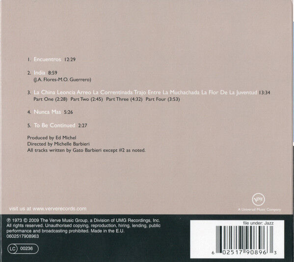 GATO BARBIERI – CHAPTER ONE: LATIN AMERICA (1973) - CD REMASTERED 2009 REISSUE DIGIPAK AMBALAJINDA SIFIR