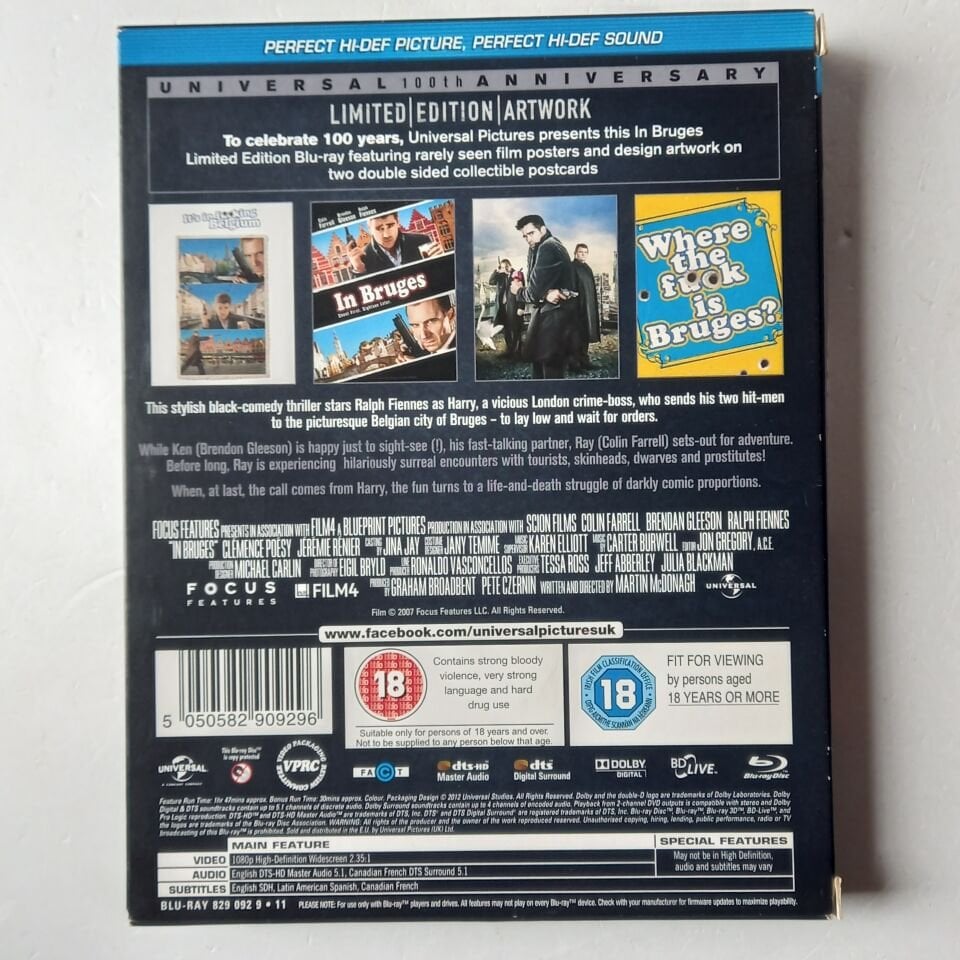 IN BRUGES / LIMITED EDITION ARTWORK - COLIN FARRELL, RALPH FIENNES - BLU-RAY 2.EL