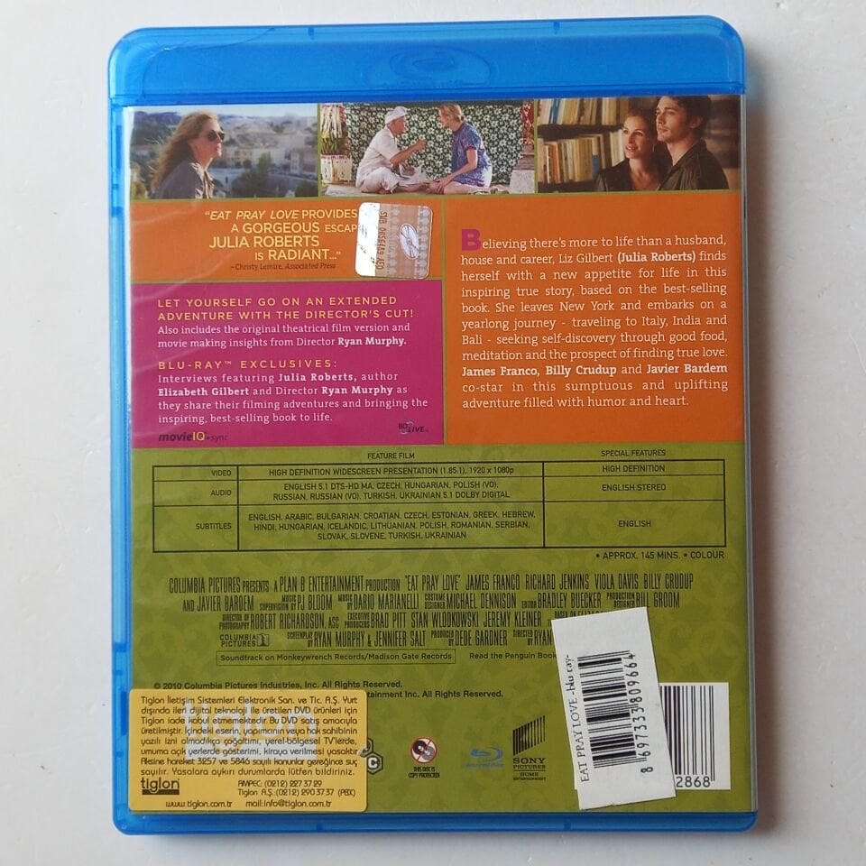 EAT PRAY LOVE - JULIA ROBERTS, JAVIER BARDEM, JAMES FRANCO - BLU-RAY 2.EL