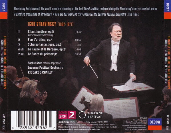 STRAVINSKY, RICCARDO CHAILLY, LUCERNE FESTIVAL ORCHESTRA – CHANT FUNEBRE (WORLD PREMIERE RECORDING) / LE SACRE DU PRINTEMPS (2018) - CD JEWEL CASE AMBALAJINDA SIFIR