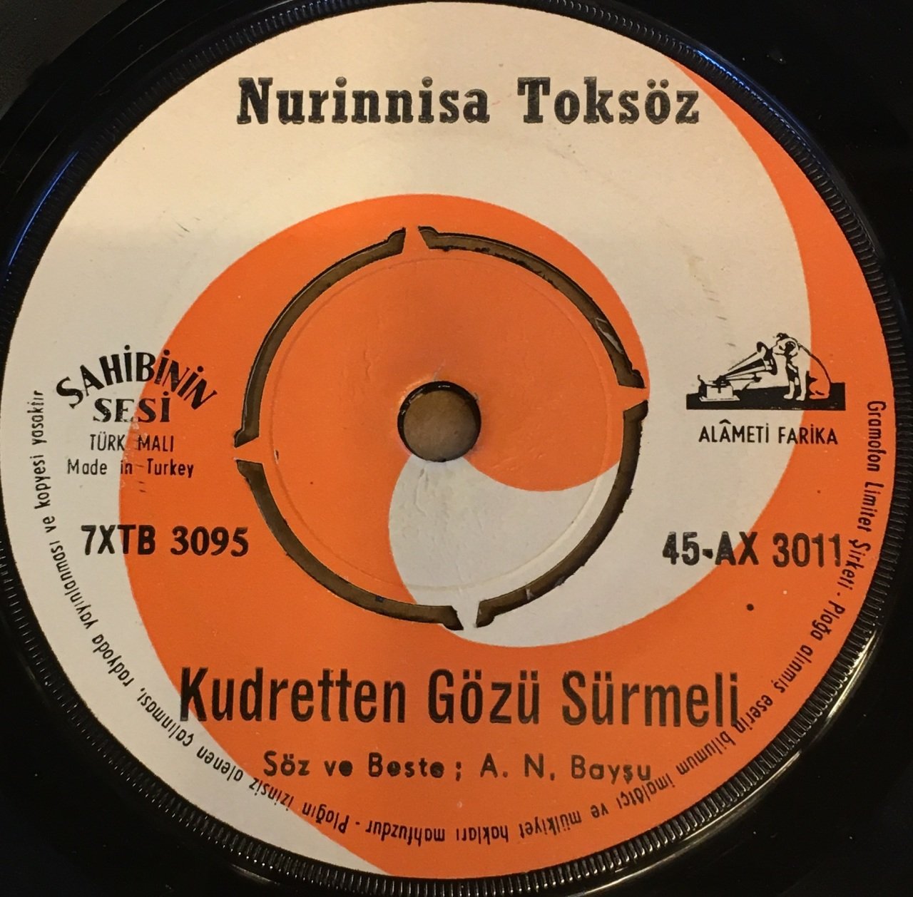 NURİNNİSA TOKSÖZ - KUDRETTEN GÖZÜ SÜRMELİ / SEN OLMAZSAN BU DÜNYADA DURAMAM 7'' 45 DEVİR