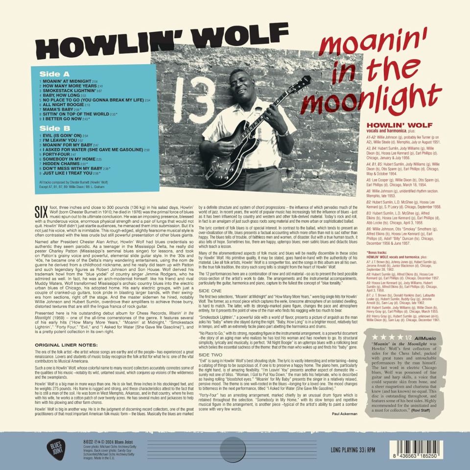 HOWLIN' WOLF - MOANIN' IN THE MOONLIGHT (1959) - LP 180GR 2024 EDITION SIFIR PLAK