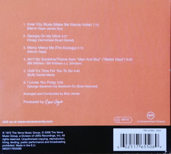 GROVER WASHINGTON, JR. – INNER CITY BLUES (1972) - CD DIGIPAK AMBALAJINDA SIFIR