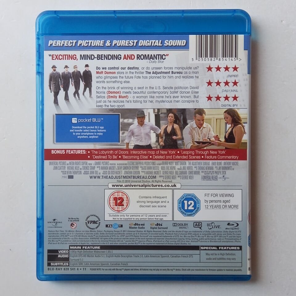 THE ADJUSTMENT BUREAU - MATT DAMON, EMILY BLUNT - BLU-RAY 2.EL