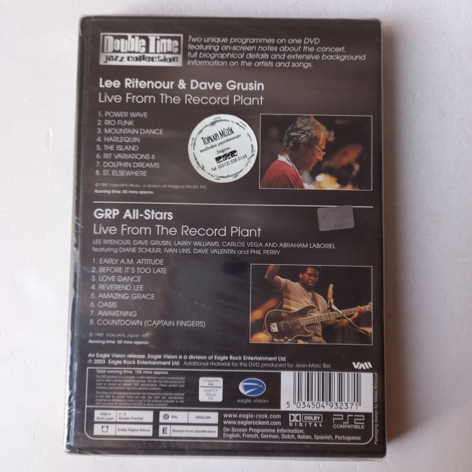 LEE RITENOUR & DAVE GRUSIN, GRP ALL-STARS – LIVE FROM THE RECORD PLANT (2003) - DVD AMBALAJINDA SIFIR