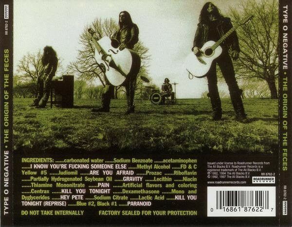 TYPE O NEGATIVE - THE ORIGIN OF THE FECES (1992) - CD REMASTERED REISSUE JEWEL CASE AMBALAJINDA SIFIR