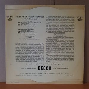 THIRD ''NEW YEAR'' CONCERT / MUSIC BY JOHANN STRAUSS I, JOHANN STRAUSS II & JOSEPH STRAUSS / CLEMENS KRAUSS, VIENNA PHILHARMONIC ORCHESTRA  (1954) - LP 2.EL PLAK