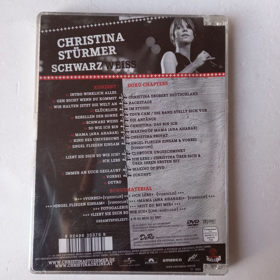 CHRISTINA STÜRMER – SCHWARZ WEISS (2005) - DVD JEWEL CASE AMBALAJINDA SIFIR