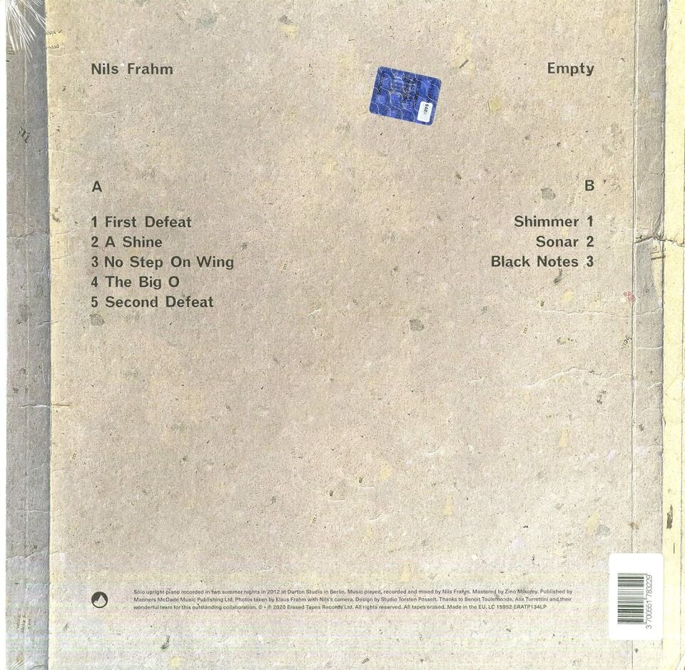NILS FRAHM – EMPTY (2020) - LP SIFIR PLAK