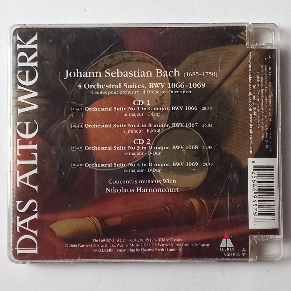 J.S. BACH: 4 ORCHESTRAL SUITES - CONCENTUS MUSICUS WIEN, NIKOLAUS HARNONCOURT (1970) - 2CD SUPER JEWEL BOX 2008 REISSUE 2.EL