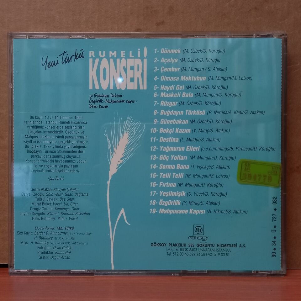 YENİ TÜRKÜ - RUMELİ KONSERİ (1991) - CD 2.EL