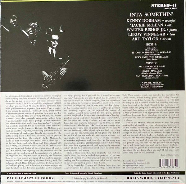 KENNY DORHAM & JACKIE MCLEAN - INTA SOMETHIN' (1962) - LP BLUE NOTE TONE POET SERIES 180GR 2024 EDITION SIFIR PLAK