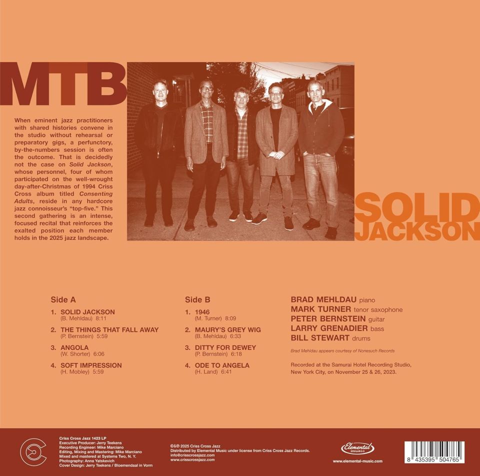 MTB (M.T.B. / BRAD MEHLDAU MARK TURNER PETER BERNSTEIN) - SOLID JACKSON (2024) - LP 180GR 2025 EDITION SIFIR PLAK