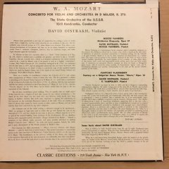 MOZART VIOLIN CON., VAINBERG MOLDAVIAN RHAP., VLADIGEROV BULGARIAN DANCE, DAVID OISTRAKH (1958) MONO 2.EL PLAK