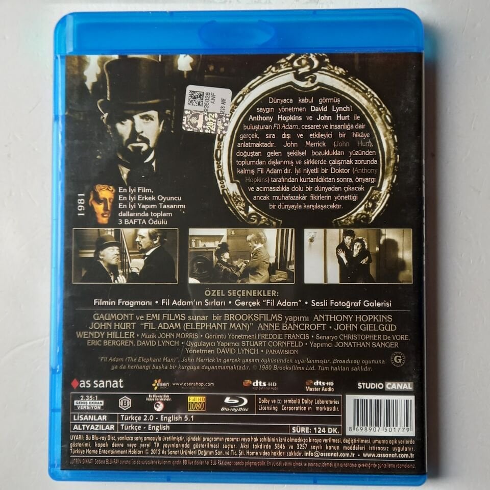 FİL ADAM / THE ELEPHANT MAN - DAVID LYNCH, ANTHONY HOPKINS, JOHN HURT - BLU-RAY 2.EL