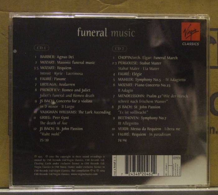 FUNERAL MUSIC MOZART BACH BARBER... 2CD 2.EL