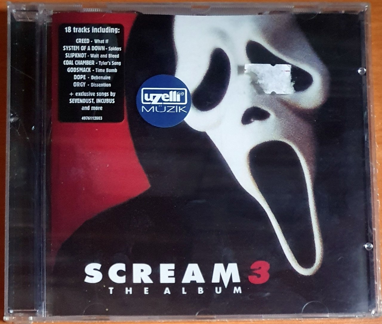 SCREAM 3 SOUNDTRACK / CREED, SYSTEM OF A DOWN, SLIPKNOT, COAL CHAMBER, GODSMACK, DOPE, ORGY (2000) - CD SIFIR