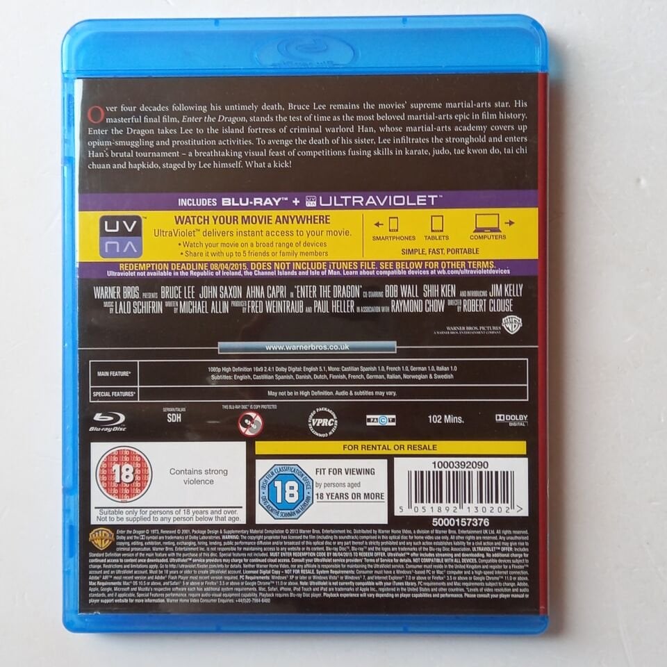 ENTER THE DRAGON - BRUCE LEE, JOHN SAXON, AHNA CAPRI - BLU-RAY 2.EL