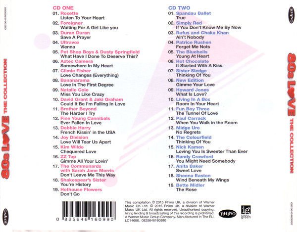 80S LOVE: THE COLLECTION - DURAN DURAN, SPANDAU BALLET, PET SHOP BOYS, ROXETTE, FOREIGNER, SIMPLY RED, KIM WILDE,.. (2015) - 2xCD DIGIPAK AMBALAJINDA SIFIR