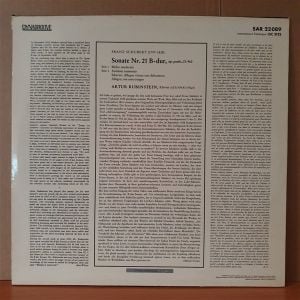 FRANZ SCHUBERT: SONATE B-DUR OP. POSTH. / ARTUR RUBINSTEIN (1969) - LP 2.EL PLAK