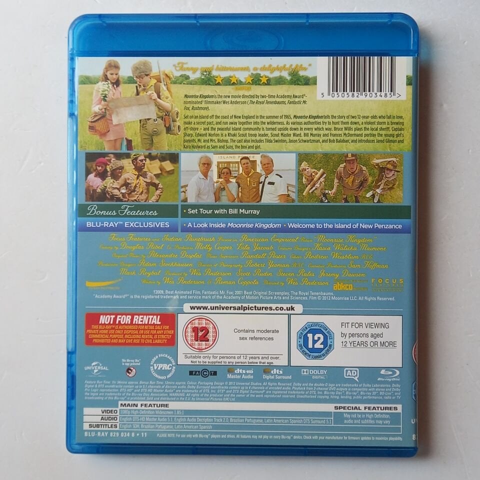 MOONRISE KINGDOM - WES ANDERSON, BRUCE WILLIS, EDWARD NORTON, BILL MURRAY, FRANCES MCDORMAND, TILDA SWINTON - BLU-RAY 2.EL