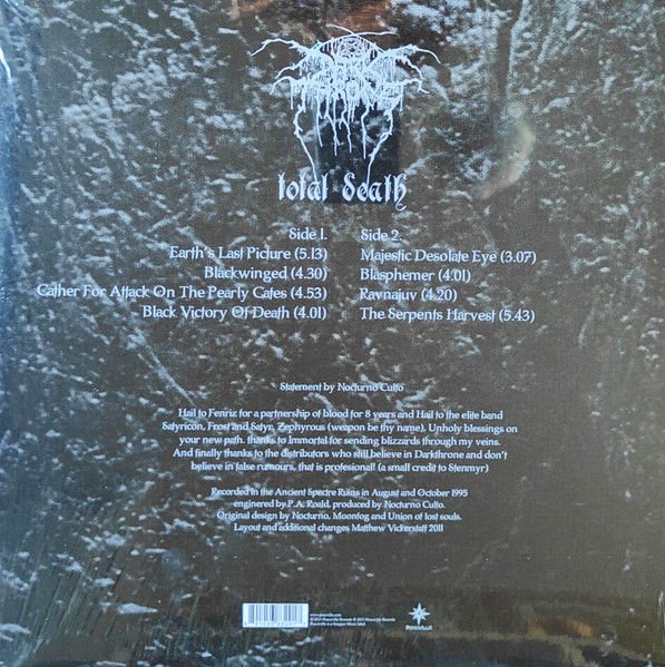 DARKTHRONE - TOTAL DEATH (1996) - LP BLACK METAL SIFIR PLAK