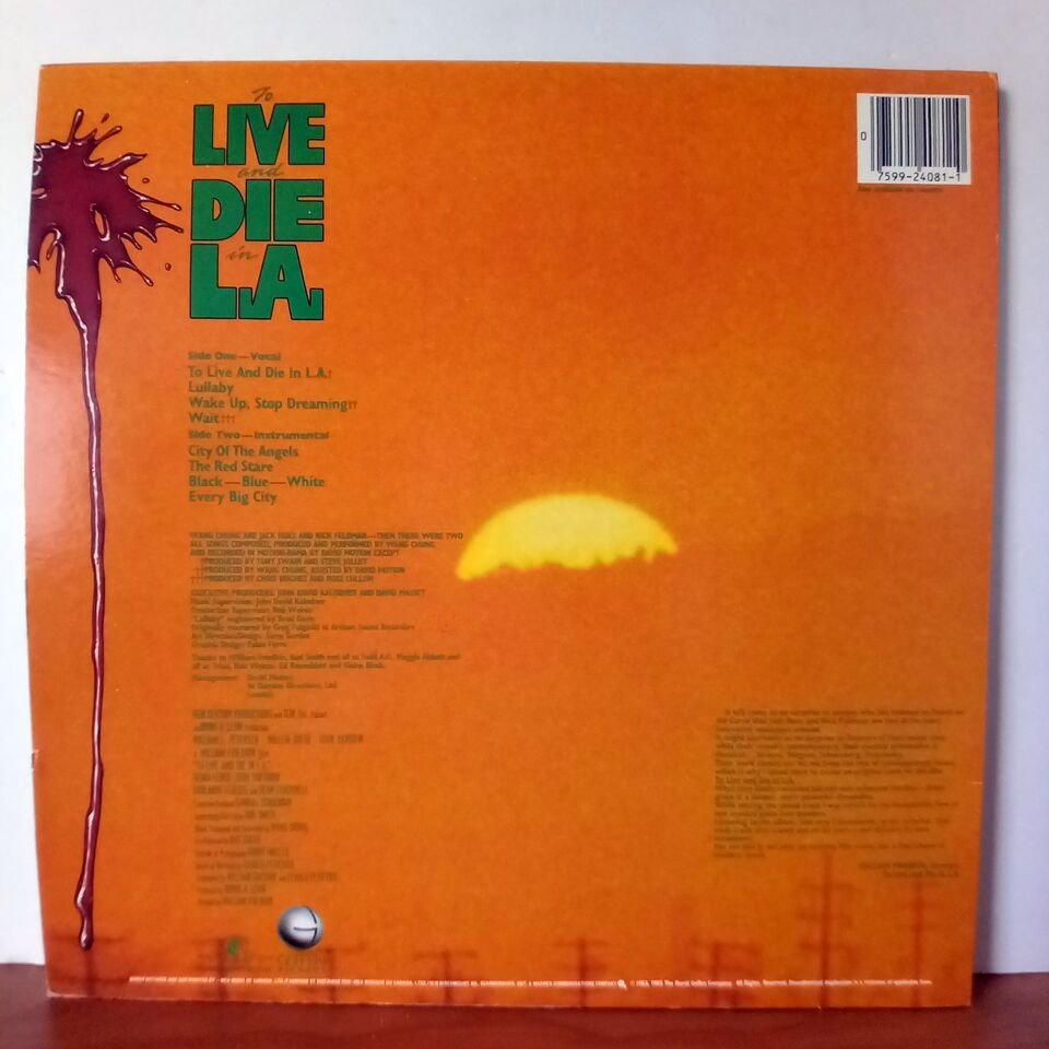 TO LIVE AND DIE IN L.A. SOUNDTRACK / WANG CHUNG (1985) - LP 2.EL PLAK