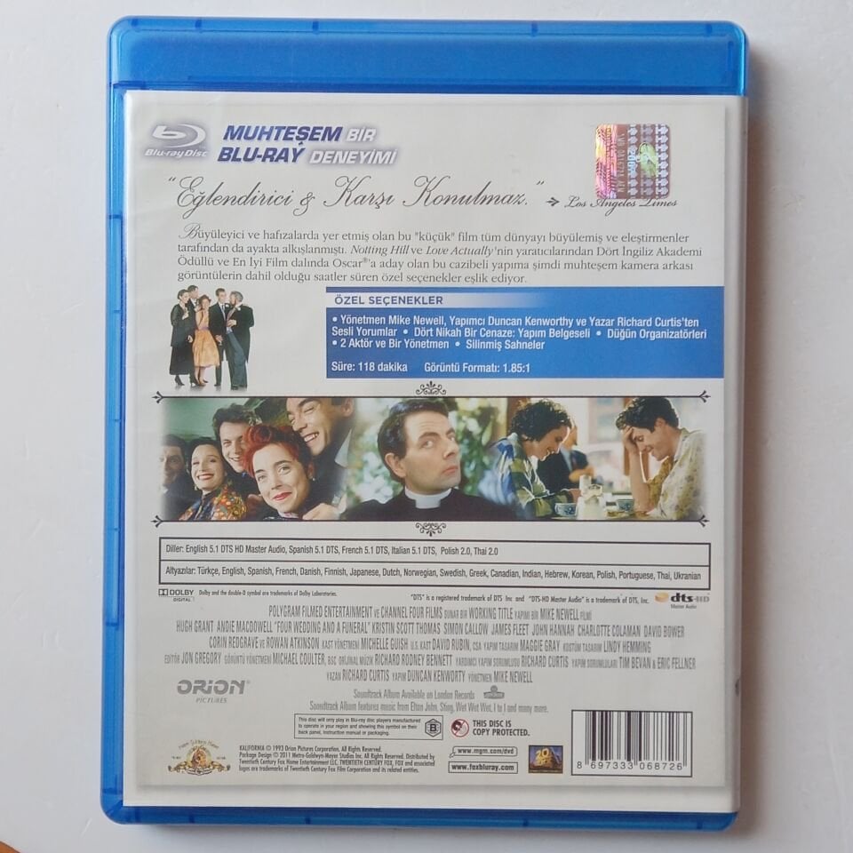 FOUR WEDDINGS AND A FUNERAL / DÖRT NİKAH BİR CENAZE - HUGH GRANT, ANDIR MACDOWELL - BLU-RAY 2.EL