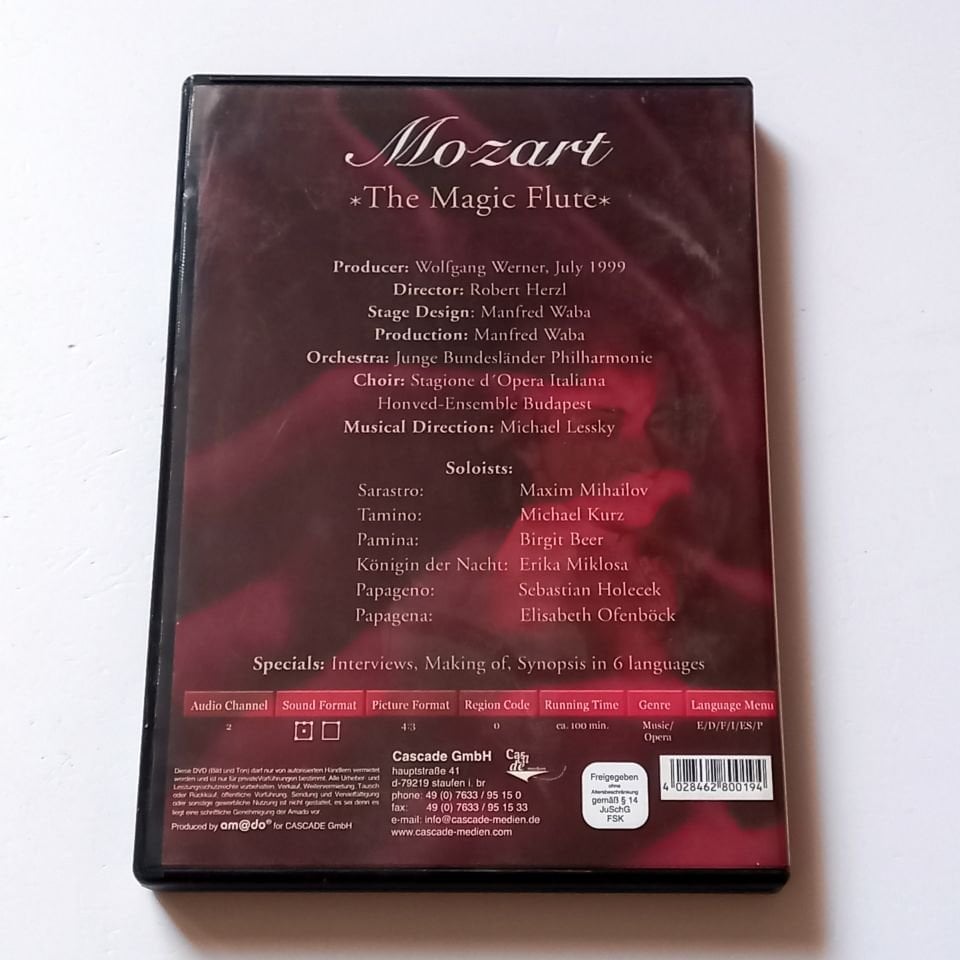 MOZART - THE MAGIC FLUTE - JUNGE BUNDESLANER PHILHARMONIE, KOND.: MICHAEL LESSKY - DVD 2.EL