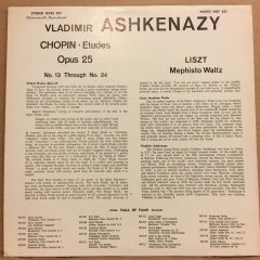 CHOPIN ETUDES, OPUS 25, LISZT MEPHISTO WALTZ, VLADIMIR ASHKENAZY 2.EL PLAK