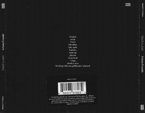 ARIANA GRANDE - THANK U, NEXT (2019) - CD JEWEL CASE SIFIR